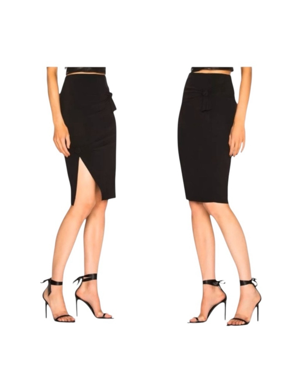 new Helmut Lang ♌︎ Slinky Sexy Knot Mini Skirt ♌︎ Black Stretch Jersey ♌︎ Large - Picture 2 of 16